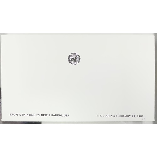 15 - Keith Haring (American, 1958-1990) - U.N. International Volunteer Day first day cover (WFUNA), 1988,... 