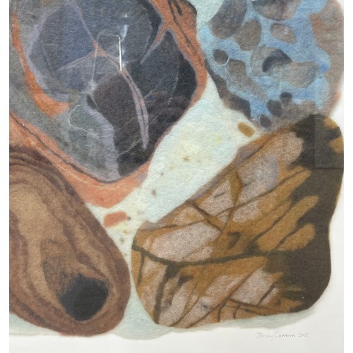 17 - Jenny Cowern (British, 1943-2005) - Pebbles, signed and dated 2003 to lower right, coloured felt, 48... 