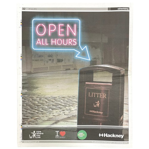 31 - Stik (British, b. 1979) - 'Hackney Today' newspaper cover (London Pride 2016), offset colour lithogr... 