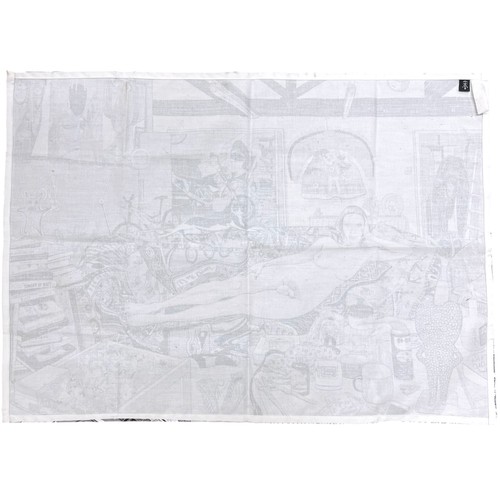 46 - Grayson Perry (British b. 1960) - Reclining Artist, screen printed cotton fabric tea towel, from the... 