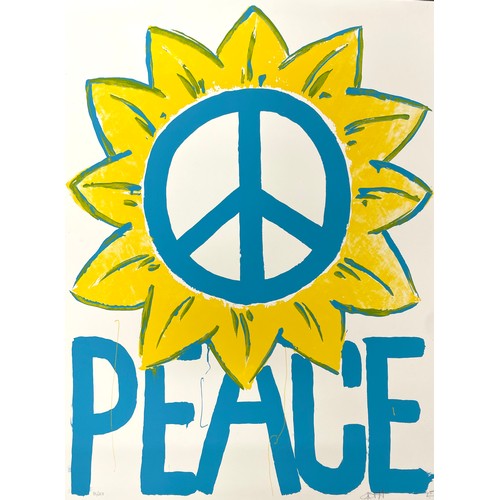 59 - Paul Insect (UK Contemporary) - Peace, handmade limited edition two-colour screenprint, signed and n... 