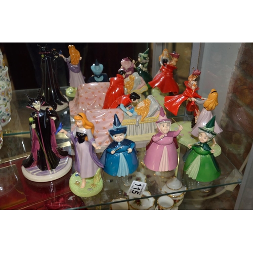 115 - Group of seven Disney showcase Royal Doulton Sleeping Beauty figures