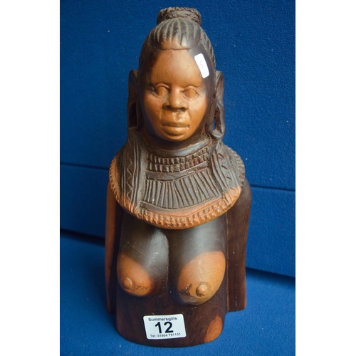 12 - African female wooden bust