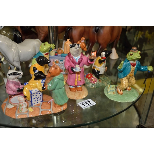 137 - Group of five Royal Doulton wind in the willows figures