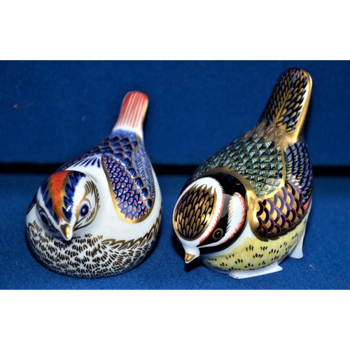 151 - Pair of Royal Crown Derby Finch & Tit paperweights