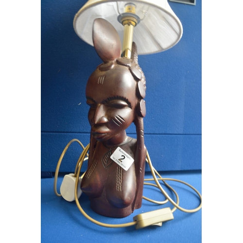 2 - African carved wood lamp