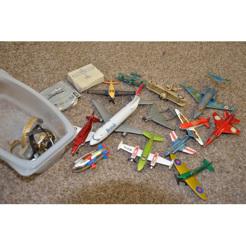 208 - Assorted watches and die-case aeroplane toys