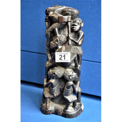 21 - 30cm African Carved Wood Makonde Ladder Figure