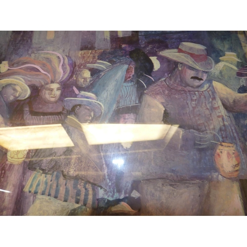 242 - Mexican Carnival' by Mick Rooney (1992 Gouach painting ( not a print ) 70cm x 90cm