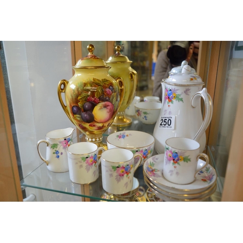 250 - Aynsley Orchard Goldurn and Tuscan floral coffee set