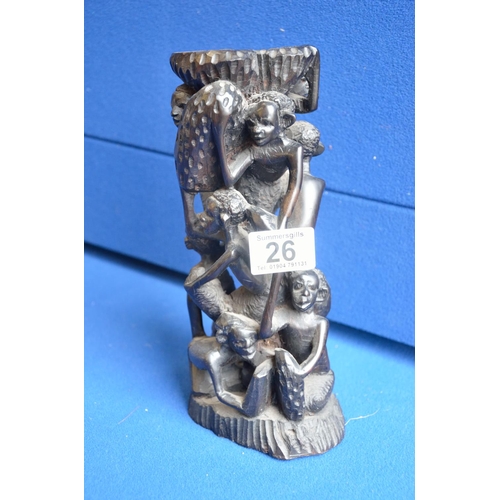 26 - 23cm African Makonde Ladder Figure