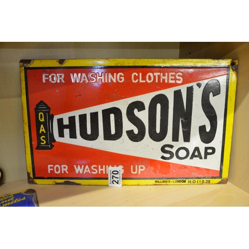 270 - Hudson's soap enamel advertising sign