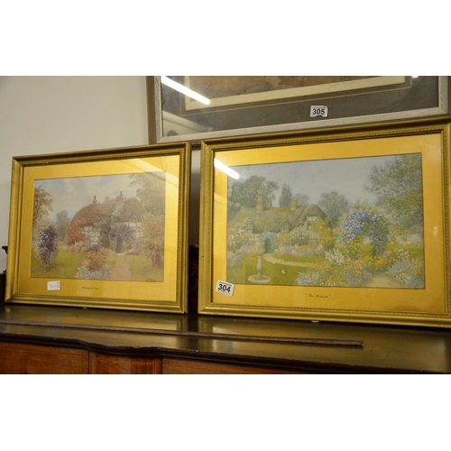 304 - Gilt framed and mounted watercolours of 'Surrey in June' & 'In Sussex' by James Matthews 19th Centur... 