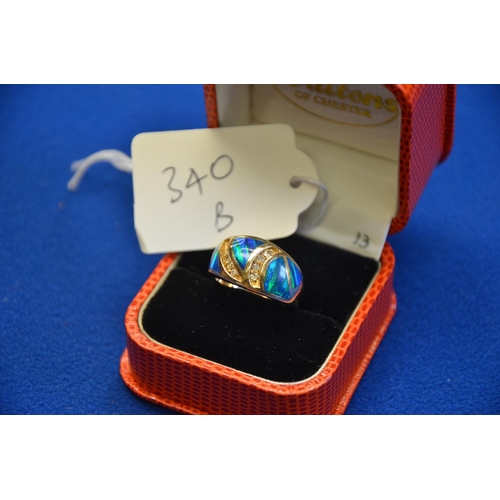 340b - 14k Diamond and opal ring