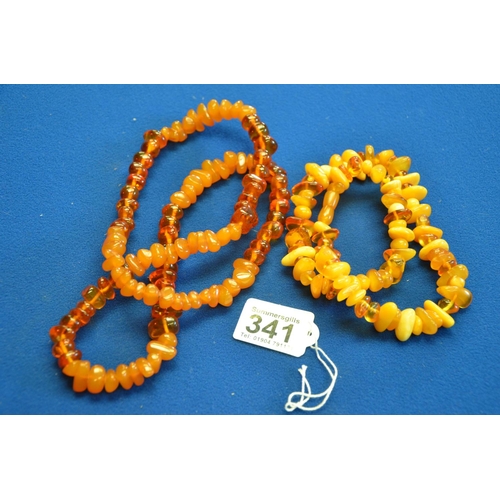 341 - Amber necklaces x 2