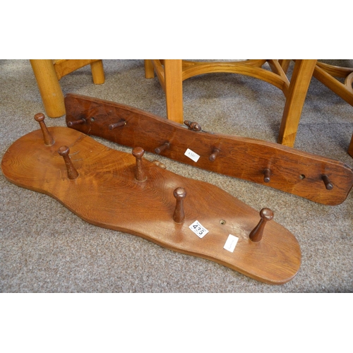 436 - Pair of Beaverman oak wall-mounted coat hooks