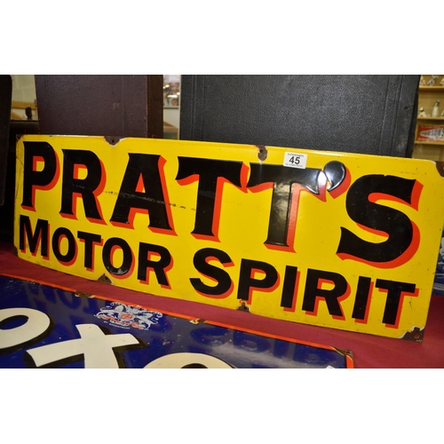 45 - Pratts Motor Spirit enamel sign 91cm x 30cm