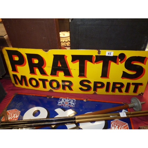 45 - Pratts Motor Spirit enamel sign 91cm x 30cm