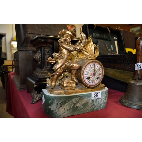 56 - Swashbuckling scene mantle clock