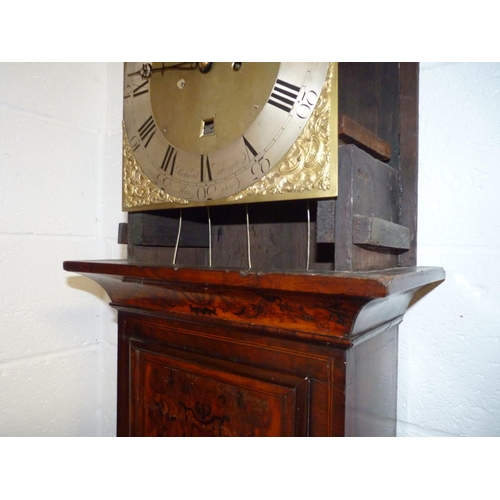 564 - 8 Day Clock by Richard Finch London 1733 with Marquetry Walnut case