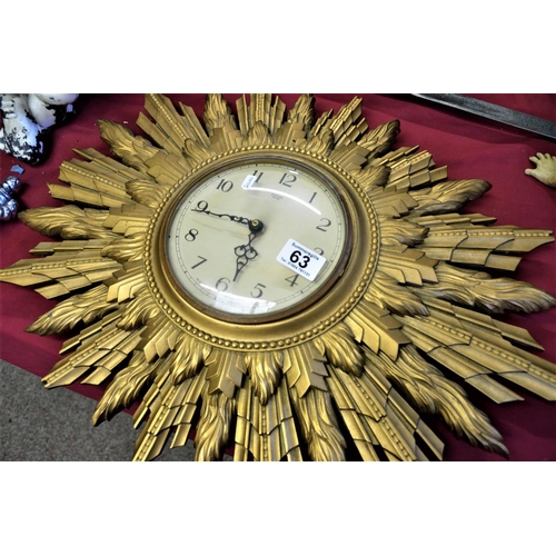 63 - Smiths sectric sunburst wall clock