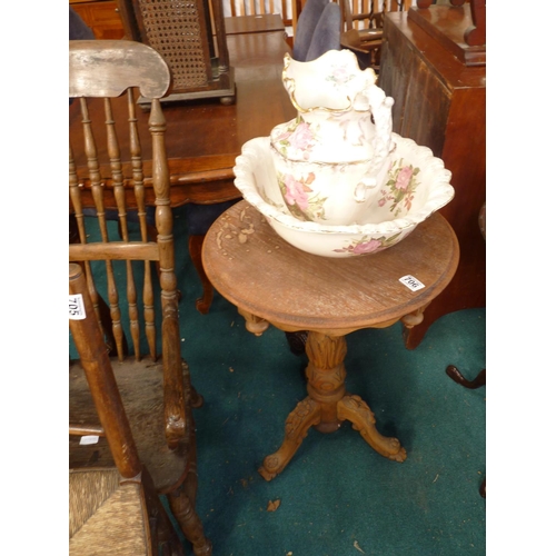 706 - Mahogany Occasional table plus Jug & Bowl