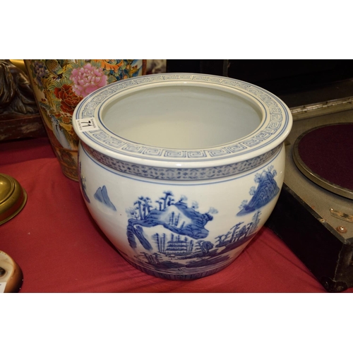 71 - Original blue and white patterned planter