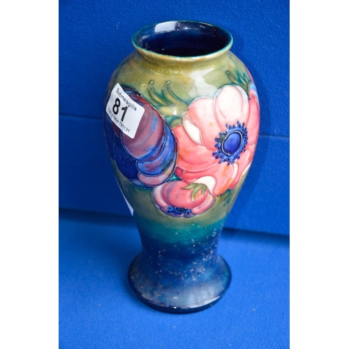 81 - Moorcroft green anemone vase 23cm height (A/F)