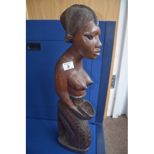 9 - African carved female figure