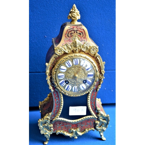 90a - French styled Boulle gilt and darkened mantle clock