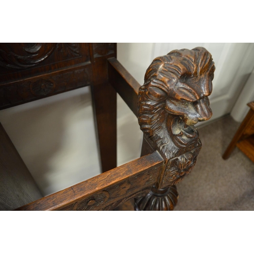 506 - 1.4 x 2.4m Oak 'Greenman' hall stand