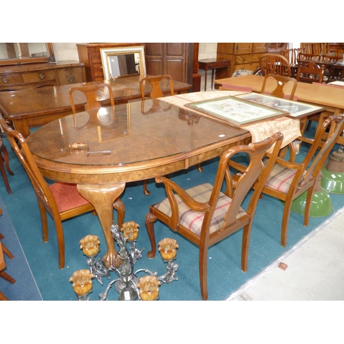 715 - Walnut dining table and chairs 2.4x1.2m