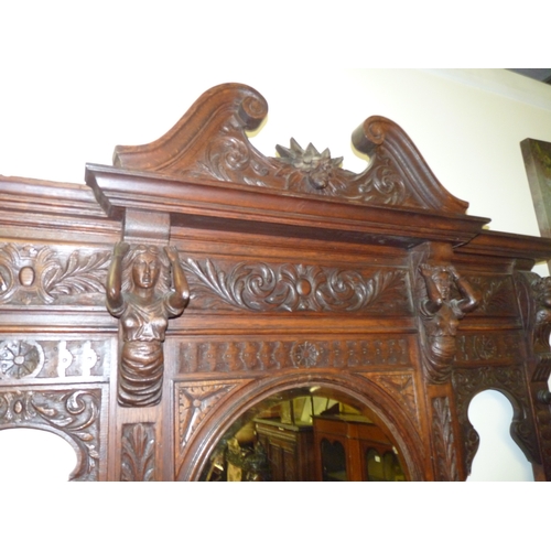 506 - 1.4 x 2.4m Oak 'Greenman' hall stand