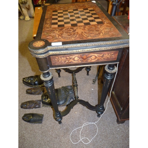 480a - Victorian Ebonised and Marquetry games table