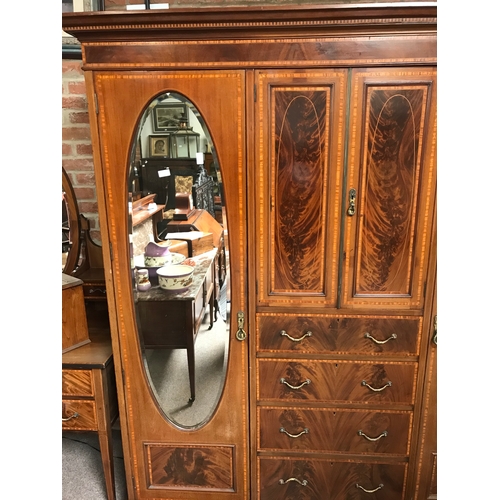 502 - Edwardian Mahogany and inlaid 4 pce bedroom suite size 1.75m x 2.1m h x 50 depth )
Suite is in excel... 