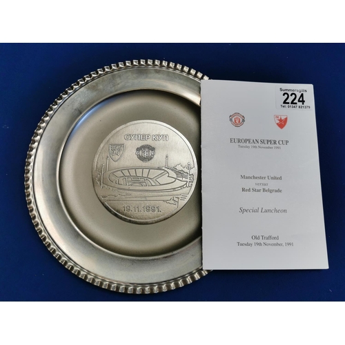 224 - Manchester United vs Red Star Belgrade 1991 Super Cup Commemorative Plate  - Gift to MUFC Directors
