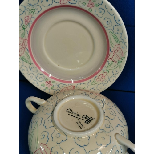 115 - Clarice Cliff Art Deco Soup Cup & Saucer