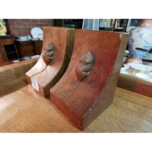 143 - Pair of Mouseman Yorkshire Oak Bookends