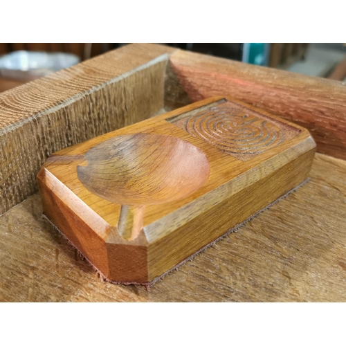 155 - Yorkshire Oak Ashtray w/maze motif - Mouseman Interest