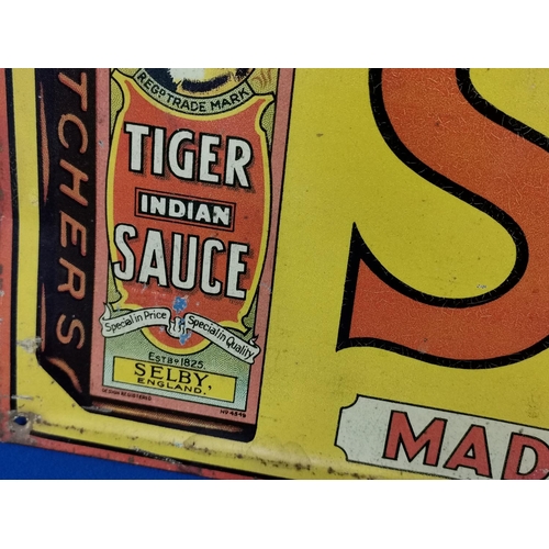 19a - Fletcher's Tiger & Tomato Sauce Vintage Tin Advertising Sign