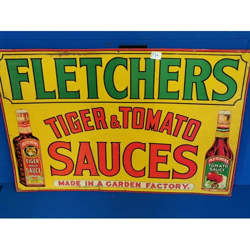 19a - Fletcher's Tiger & Tomato Sauce Vintage Tin Advertising Sign