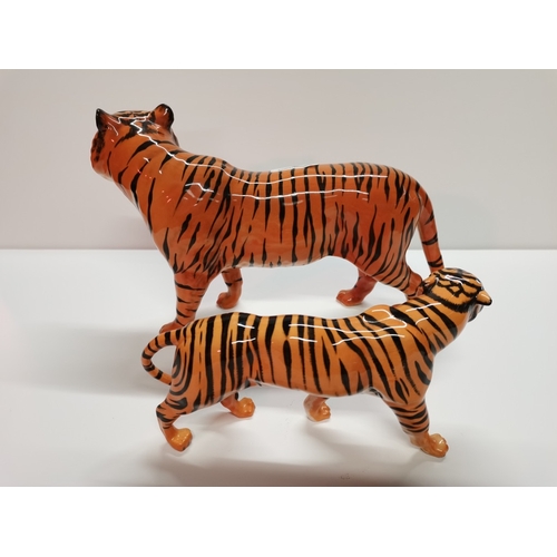 9 - 2 X Beswick Tigers 30x19 & 22x11cm high EXC