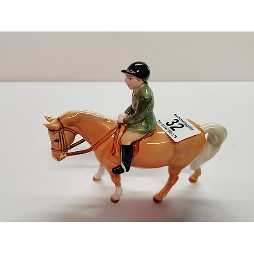 32 - Vintage Beswick Palomino Boy on Pony Model 1500