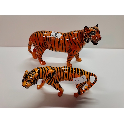 9 - 2 X Beswick Tigers 30x19 & 22x11cm high EXC