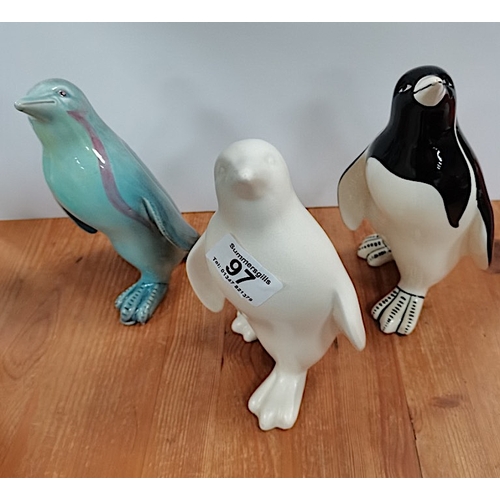 97 - 3x Beswick Penguins 20cm VGC