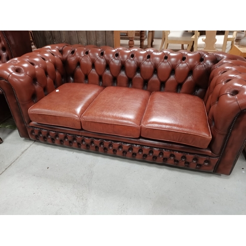 1268 - Brown Leather Chesterfield in excellent condition