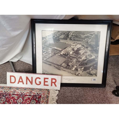 359 - Danger Metal Sign & Picture of John Rostron & Sons Paper Mill @ Selby