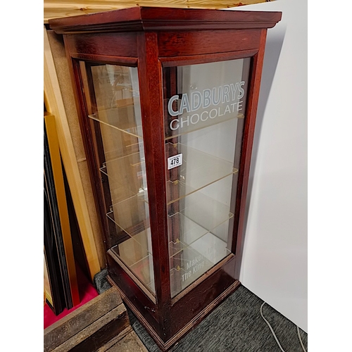 478 - A Mahogany Table Top Display Cabinet 82 X 33cm marked Cadburys ( Ex. Condition )