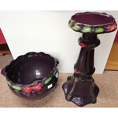 479 - A Purple ceramic Jardinier on Stand 89cm