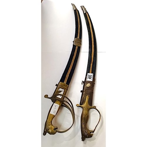 493 - 2 x reproduction brass swords